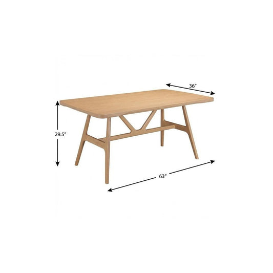 63" Natural Solid Wood Trestle Base Dining Table