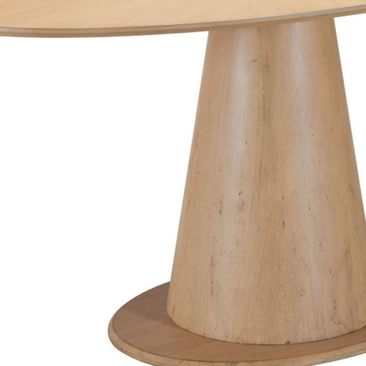 71" Natural Solid Wood Pedestal Base Oval Dining Table