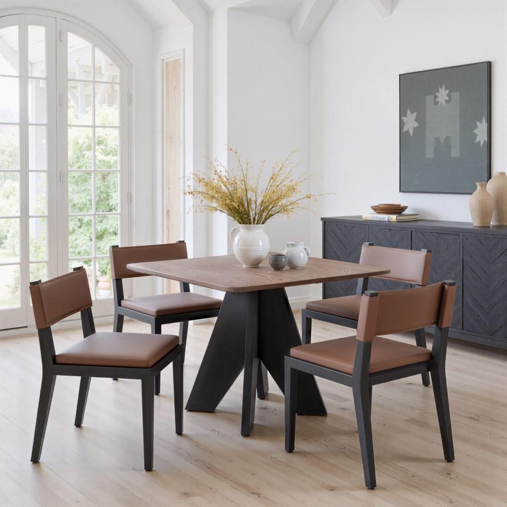 41" Espresso Wood Pedestal Base Square Dining Table