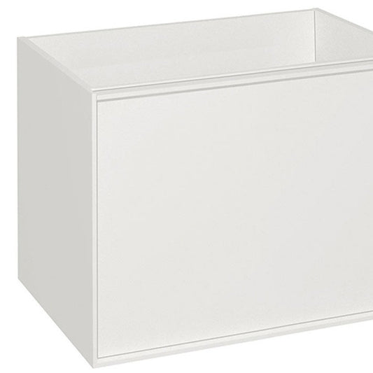 28" White Wood Floating Bathroom Vanity With White Sink And Two Drawers