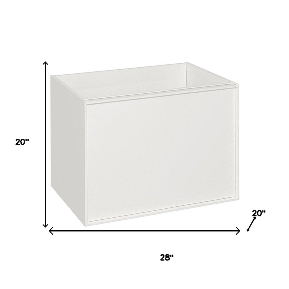 28" White Wood Floating Bathroom Vanity With White Sink And Two Drawers