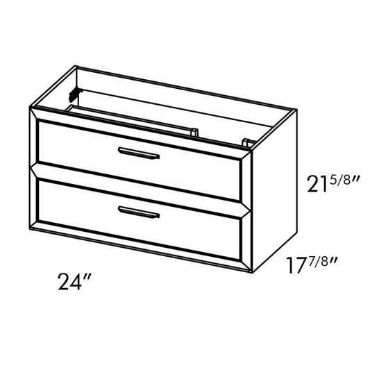 24" Natural Wood Floating Bathroom Vanity With White Sink And Two Drawers