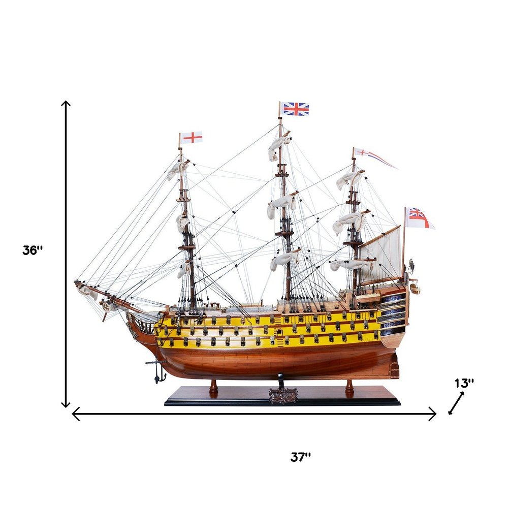 36" Unfinished Wood Hand Painted Model Boat