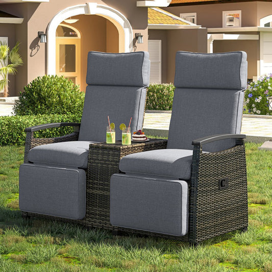 24" Gray Metal Outdoor Accent Chair with Storage with Gray Cushion