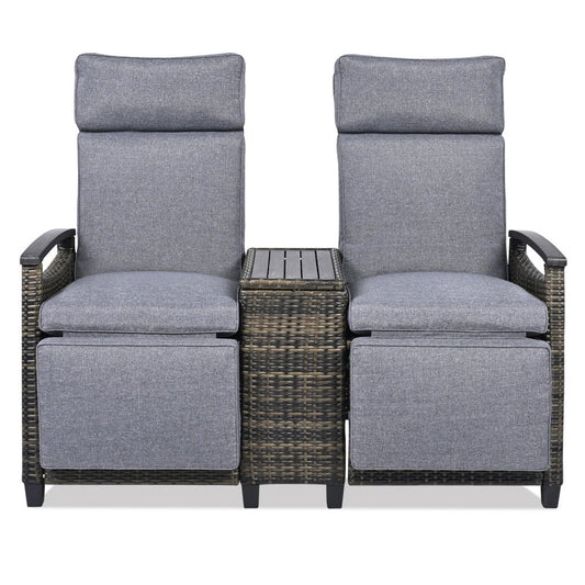 24" Gray Metal Outdoor Accent Chair with Storage with Gray Cushion