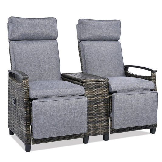 24" Gray Metal Outdoor Accent Chair with Storage with Gray Cushion