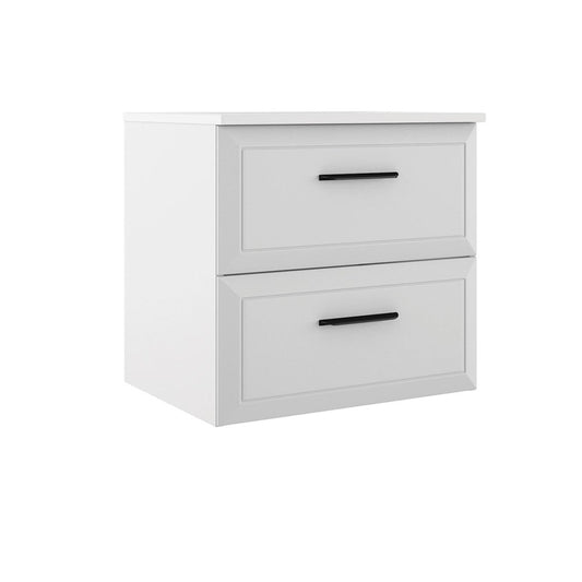 32" White Wood Freestanding Bathroom Vanity With White Sink And Two Drawers