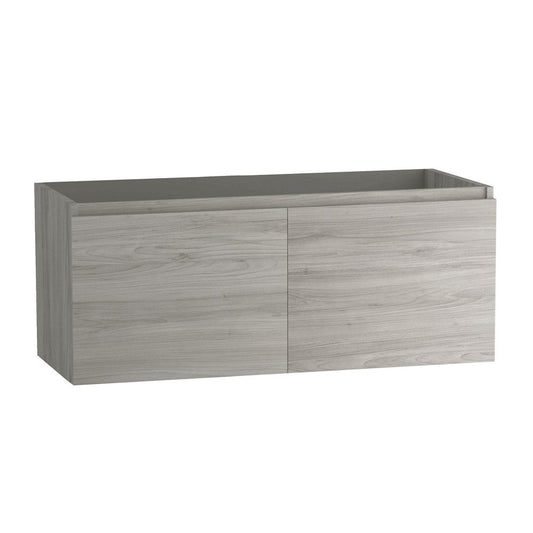 48" Natural Wood Freestanding Bathroom Vanity With White Sink And Two Drawers