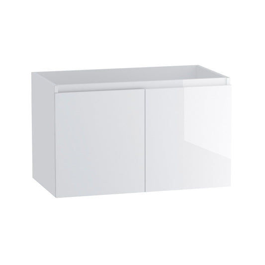 32" White Wood Freestanding Bathroom Vanity With White Sink And Two Drawers