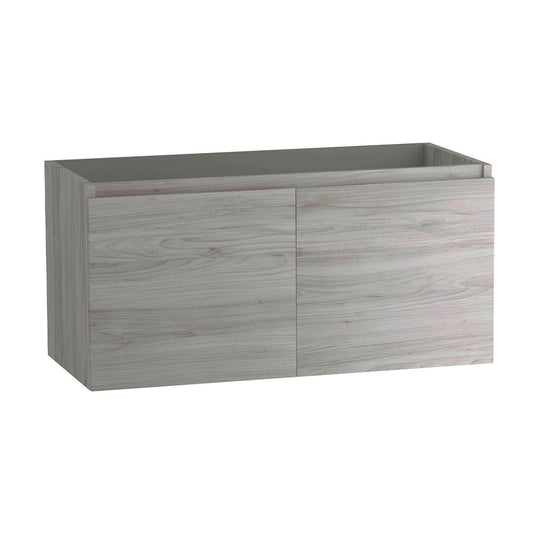 36" Natural Wood Freestanding Bathroom Vanity With White Sink And Two Drawers