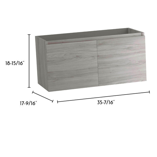 36" Natural Wood Freestanding Bathroom Vanity With White Sink And Two Drawers