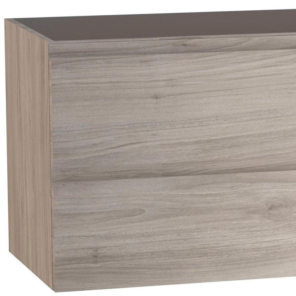 28" Natural Wood Freestanding Bathroom Vanity With White Sink And Two Drawers