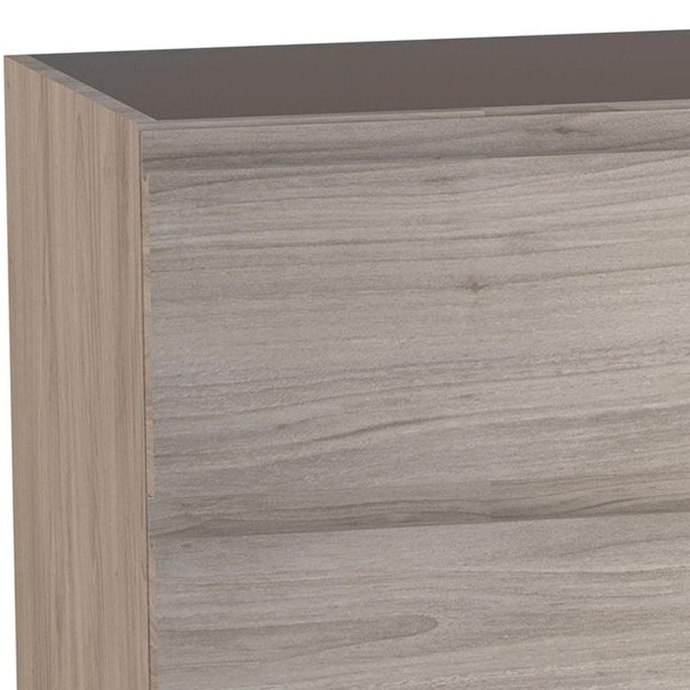 32" Natural Wood Freestanding Bathroom Vanity With White Sink And Two Drawers