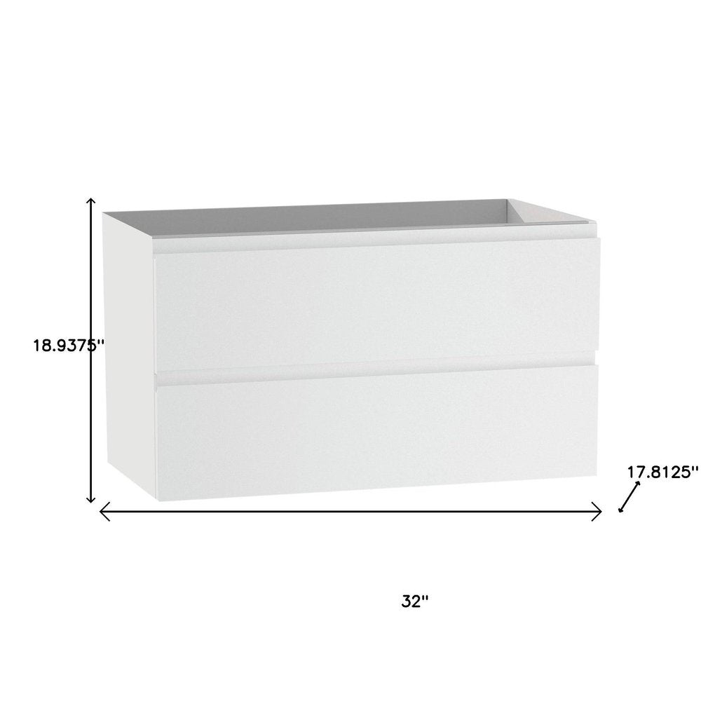 32" White Wood Freestanding Bathroom Vanity With White Sink And Two Drawers