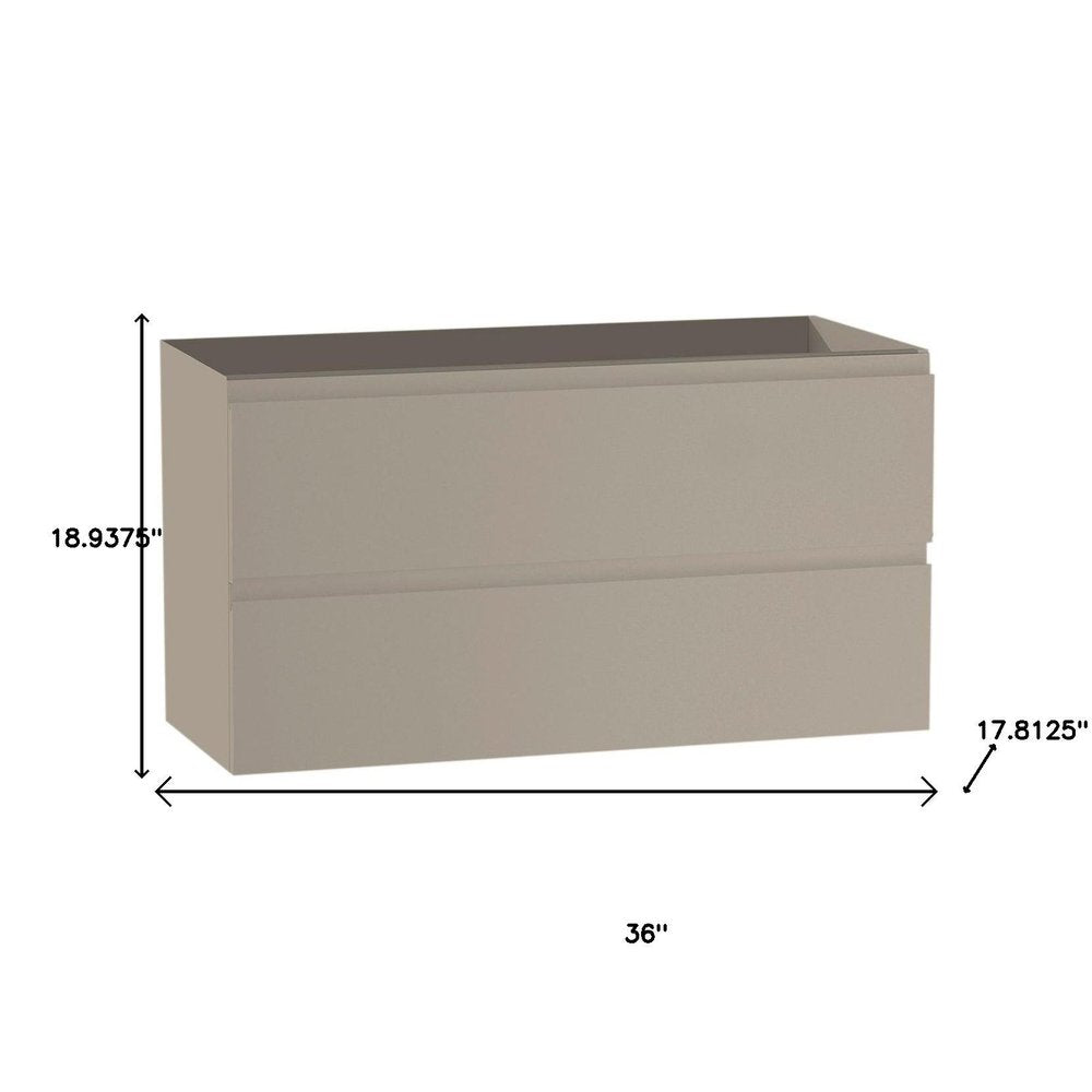 36" Light Brown Wood Freestanding Bathroom Vanity With White Sink And Two Drawers