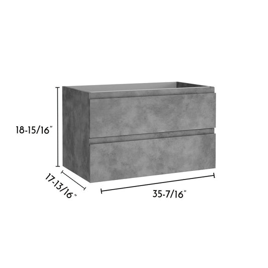 36" Gray Wood Freestanding Bathroom Vanity With White Sink And Two Drawers