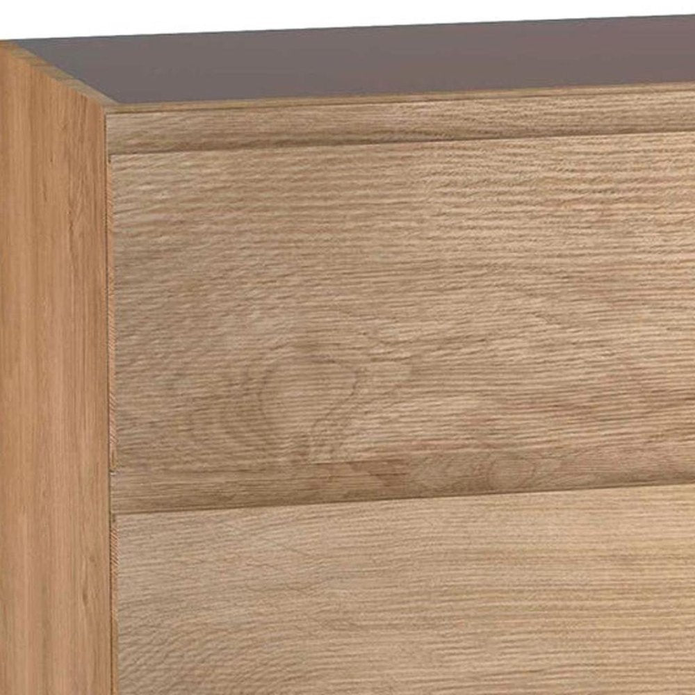 40" Oak Wood Freestanding Bathroom Vanity With White Sink And Two Drawers