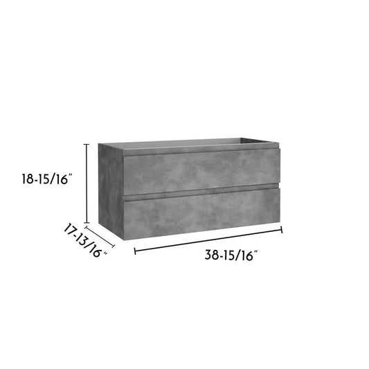 40" Gray Wood Freestanding Bathroom Vanity With White Sink And Two Drawers