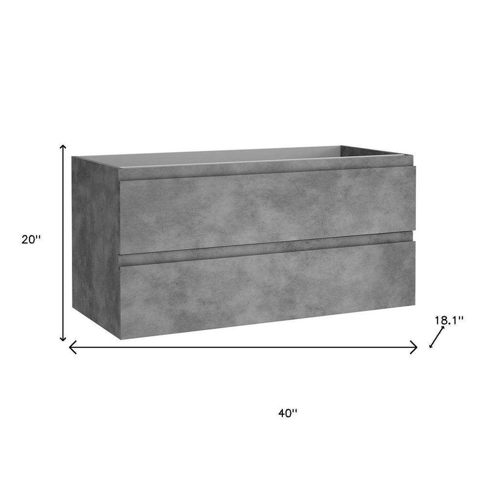 40" Gray Wood Freestanding Bathroom Vanity With White Sink And Two Drawers