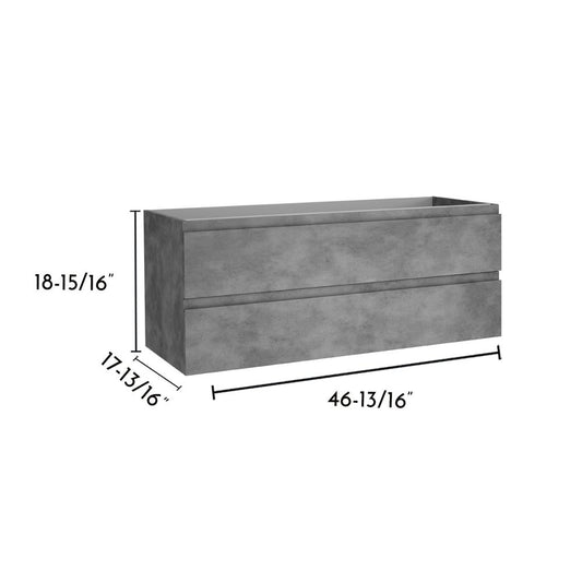 48" Gray Wood Freestanding Bathroom Vanity With White Sink And Two Drawers