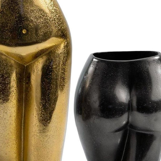 14" Gold Cast Aluminum Female Form Table Vase