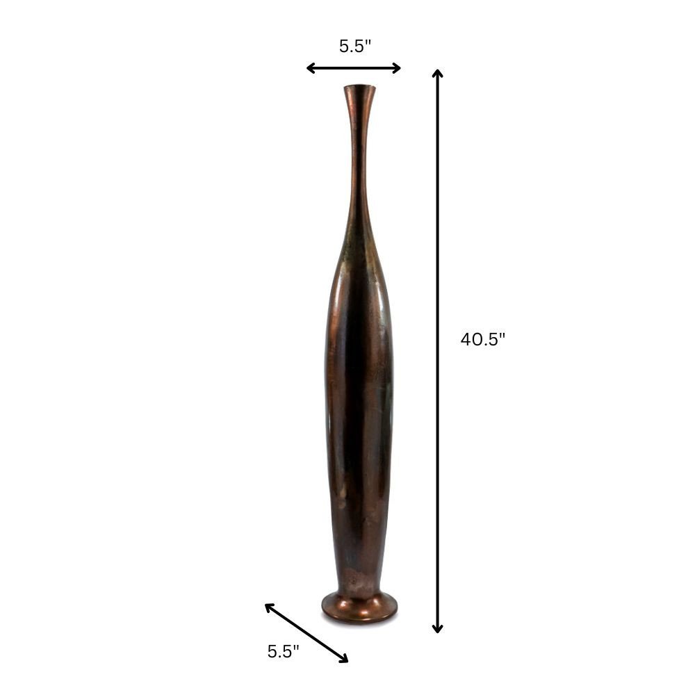 50" Burnished Brown Aluminum Floor Vase