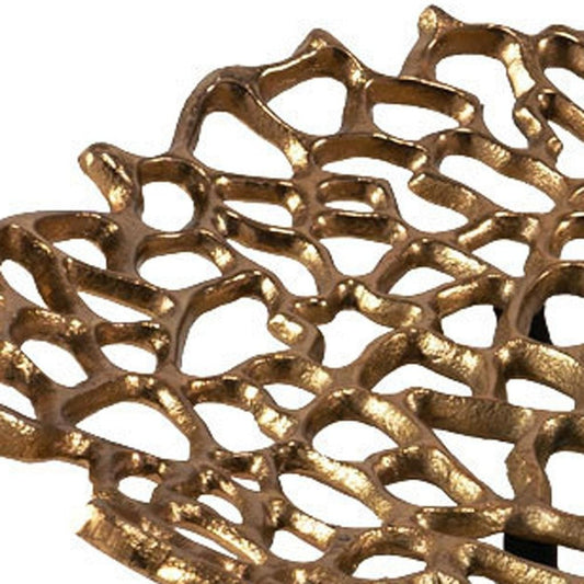 15" Gold Aluminum Coral Decorative Low Bowl