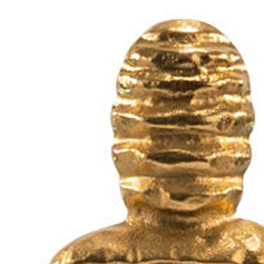 21" Gold And White Aluminum And Marble Mummy Tabletop Sculpture