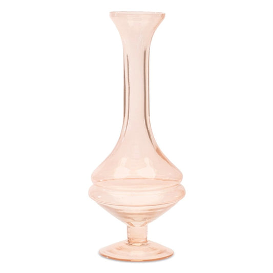 Set of Two Pink Trumpet Glass Table Vase