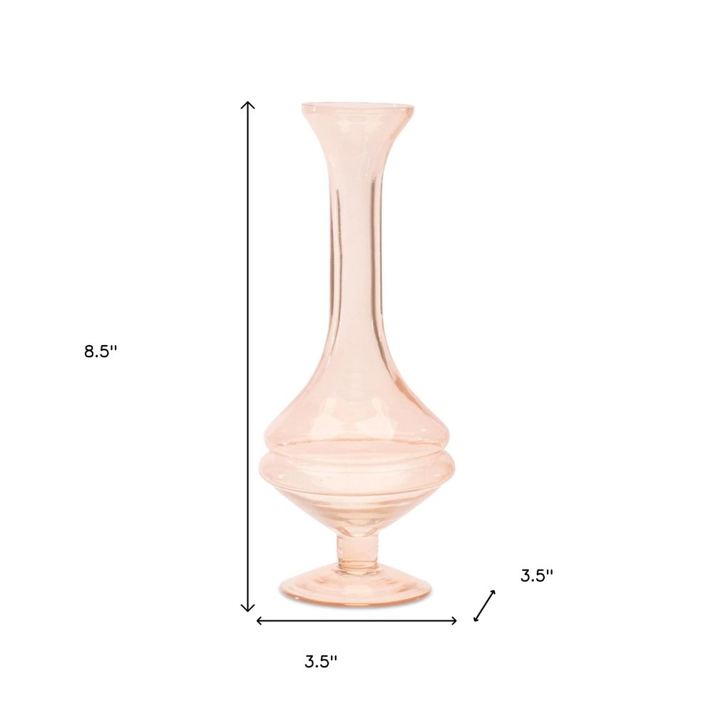 Set of Two Pink Trumpet Glass Table Vase