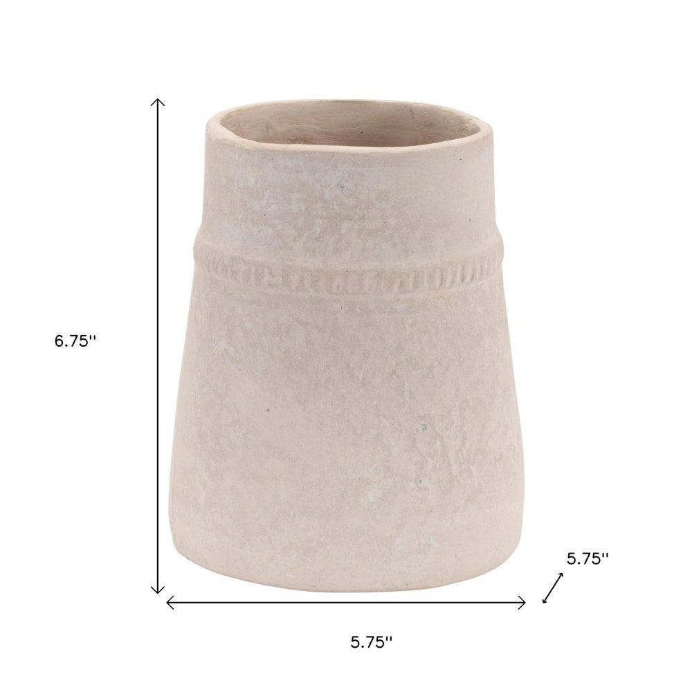 7" Beige Round Resin Table Vase