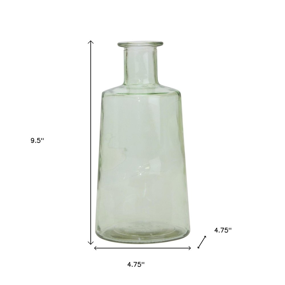 Set of Two Green Round Glass Table Vase