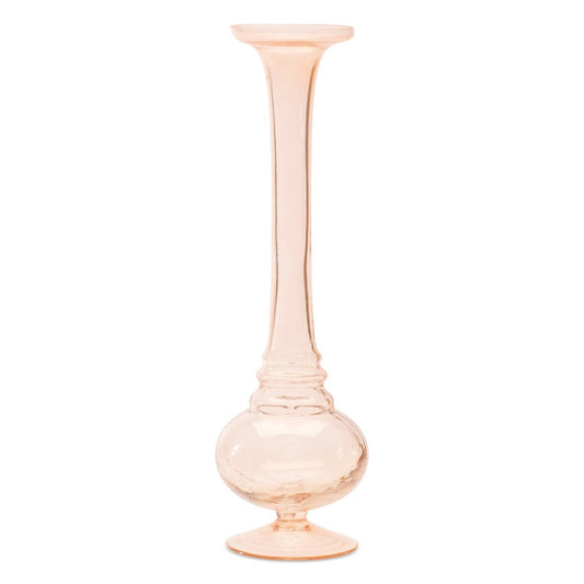 Set of Two Pink Trumpet Glass Table Vase