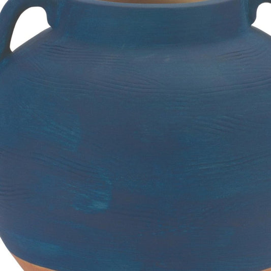 7" Blue Round Ceramic Urn
