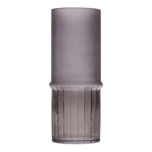 Set of Two Gray Round Glass Table Vase