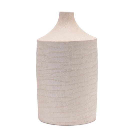 18" Beige Recycled Paper Cylinder Jug Floor Vase
