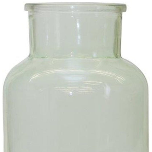 10" Green Glass Cylindrical Table Vase
