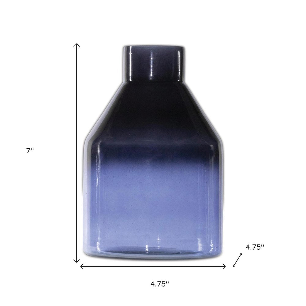 7" Blue Round Glass Table Vase