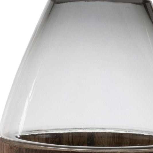 10" Brown And Gray Round Glass Table Vase