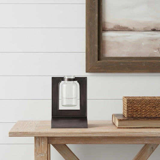 8" Black Round Metal Table Vase