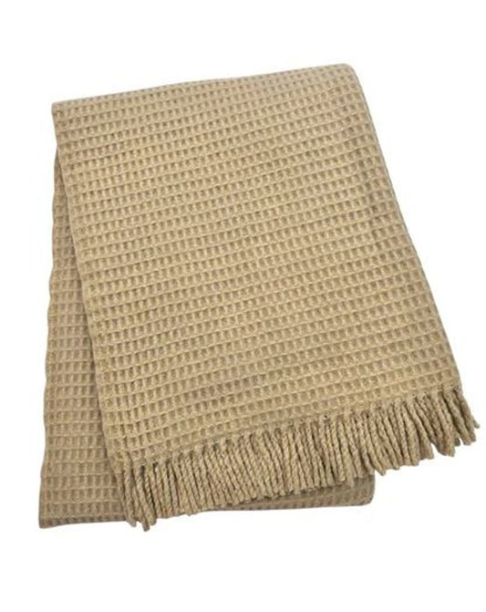 55" X 70" Stone Cotton Blend Woven Plush Throw Blanket with Fringe