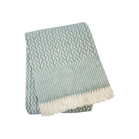55" X 70" Sage Cotton Blend Woven Plush Throw Blanket with Fringe