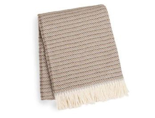 55" X 70" Camel Cotton Blend Woven Plush Throw Blanket with Fringe