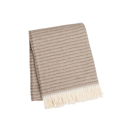 55" X 70" Camel Cotton Blend Woven Plush Throw Blanket with Fringe