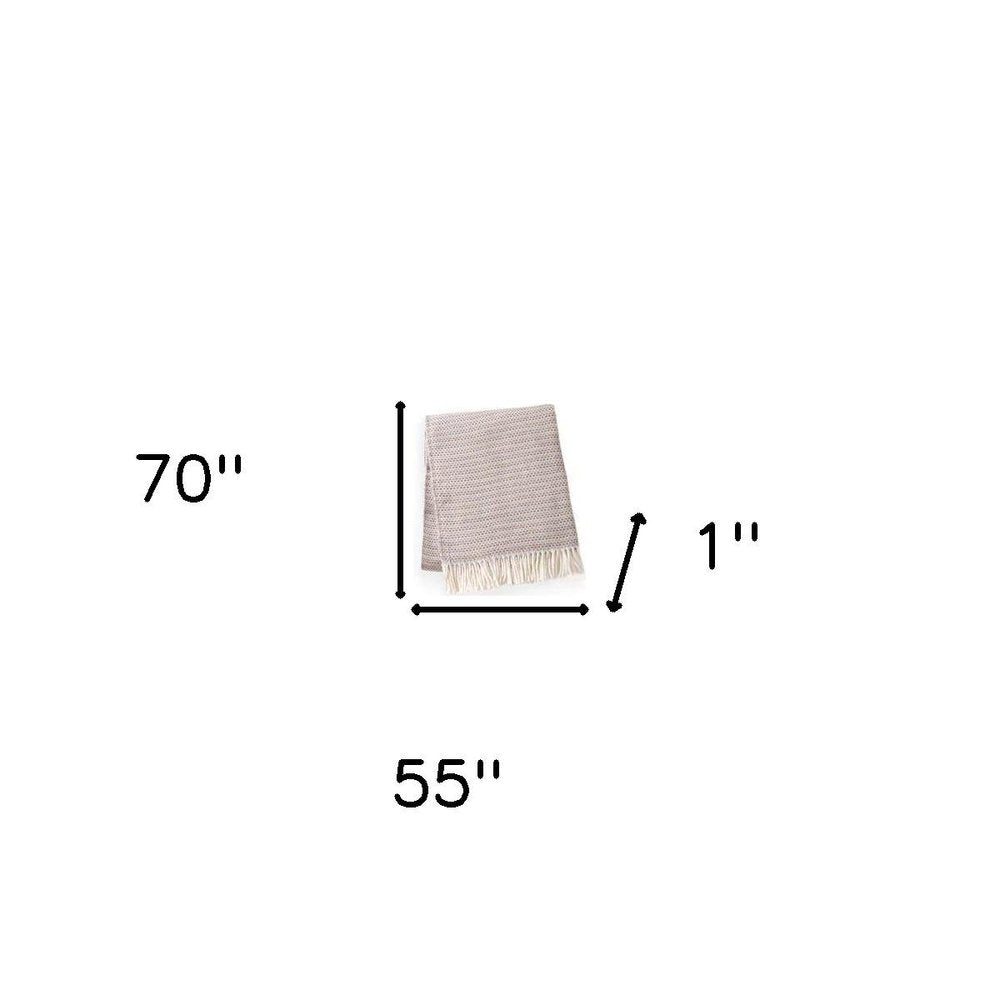 55" X 70" Chestnut Cotton Blend Woven Plush Throw Blanket with Fringe