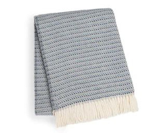 55" X 70" Denim Blue Cotton Blend Woven Plush Throw Blanket with Fringe