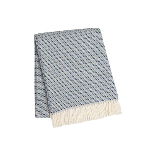 55" X 70" Denim Blue Cotton Blend Woven Plush Throw Blanket with Fringe