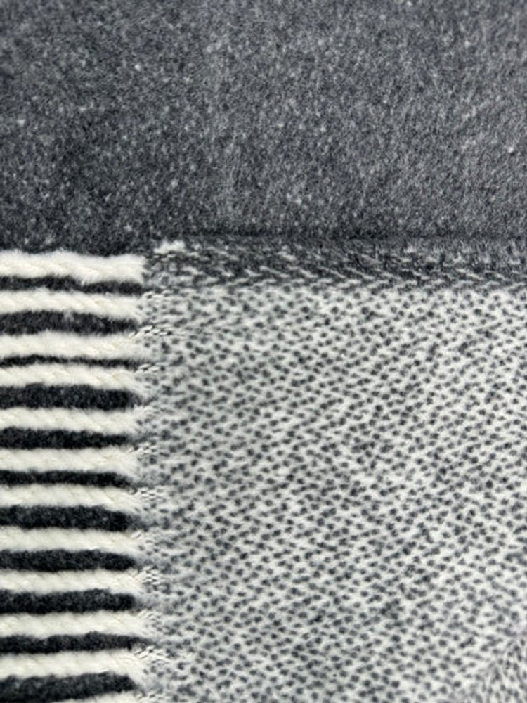 55" X 70" Dark Gray And White Cotton Blend Woven Chevron Plush Throw Blanket with Fringe
