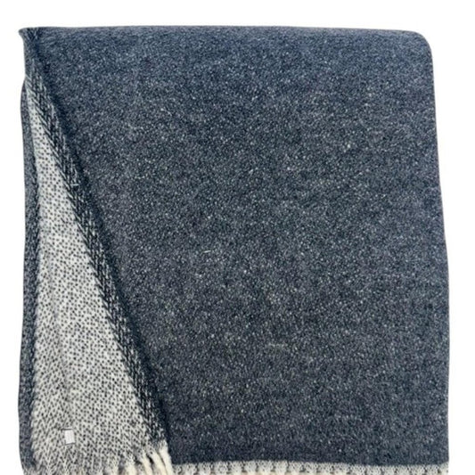 55" X 70" Dark Gray And White Cotton Blend Woven Chevron Plush Throw Blanket with Fringe