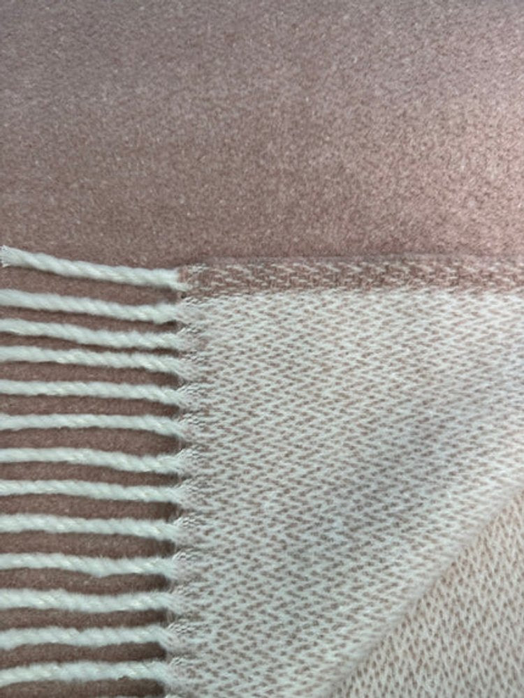 55" X 70" Dusty Rose And White Chevron Cotton Blend Woven Plush Throw Blanket with Fringe